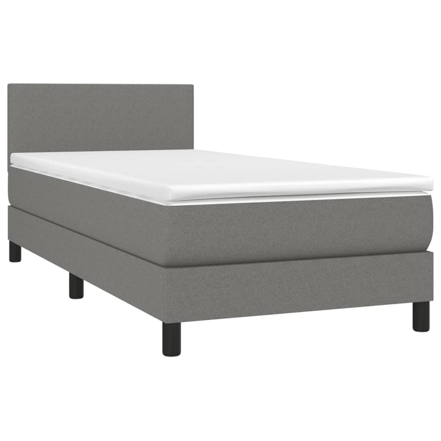 Boxspring Met Matras En Led Stof Donkergrijs 80 x 200 cm Effen ontwerp