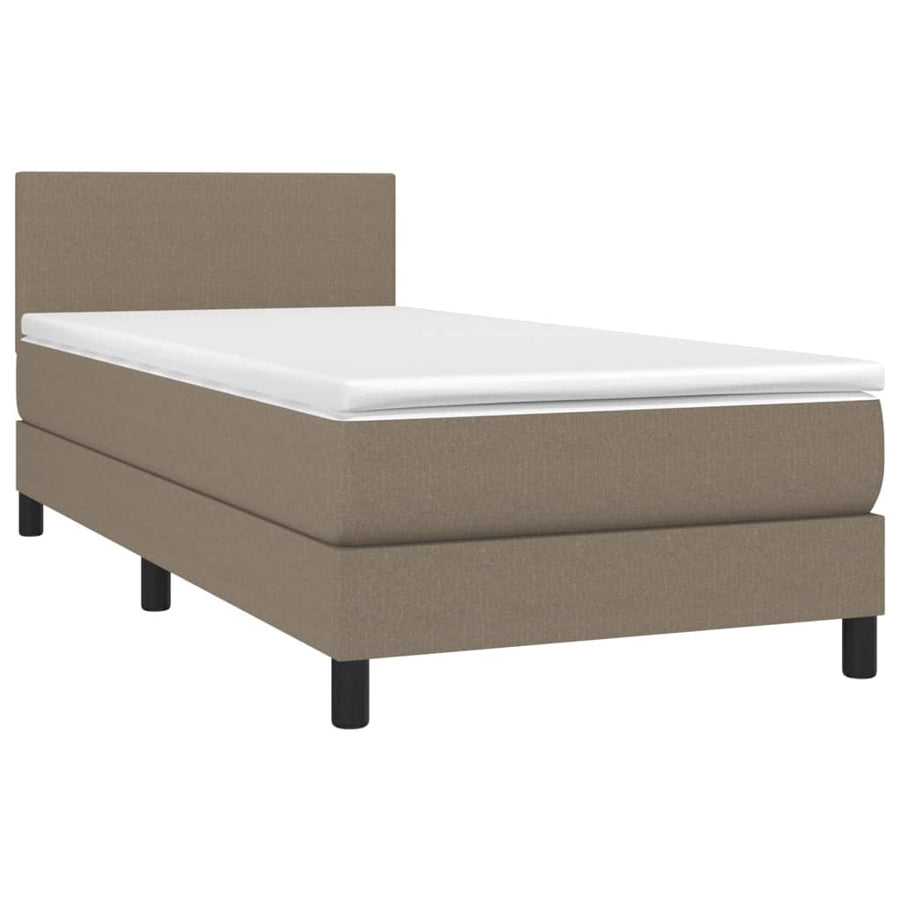 Boxspring met matras en LED stof taupe 80x200 cm 80 x 200 cm Effen ontwerp