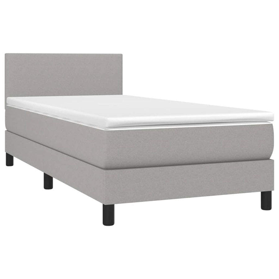 Boxspring Met Matras En Led Stof Lichtgrijs 90 x 190 cm Effen ontwerp