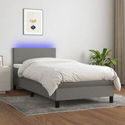 Boxspring 90x190 cm donkergrijs met matras en LED