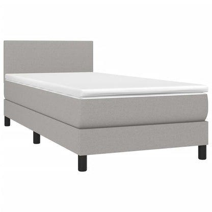 Boxspring Met Matras En Led Stof Lichtgrijs 90 x 200 cm Effen ontwerp