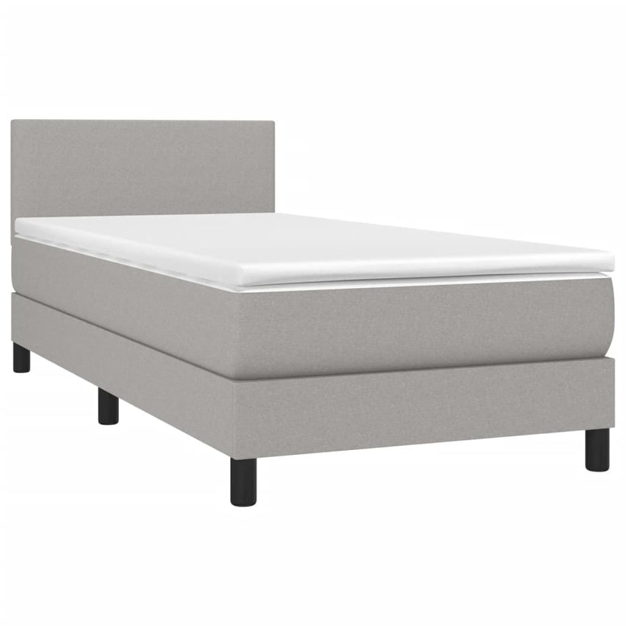 Boxspring Met Matras En Led Stof Lichtgrijs 90 x 200 cm Effen ontwerp