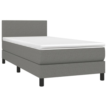 Boxspring Met Matras En Led Stof Donkergrijs 90 x 200 cm Effen ontwerp