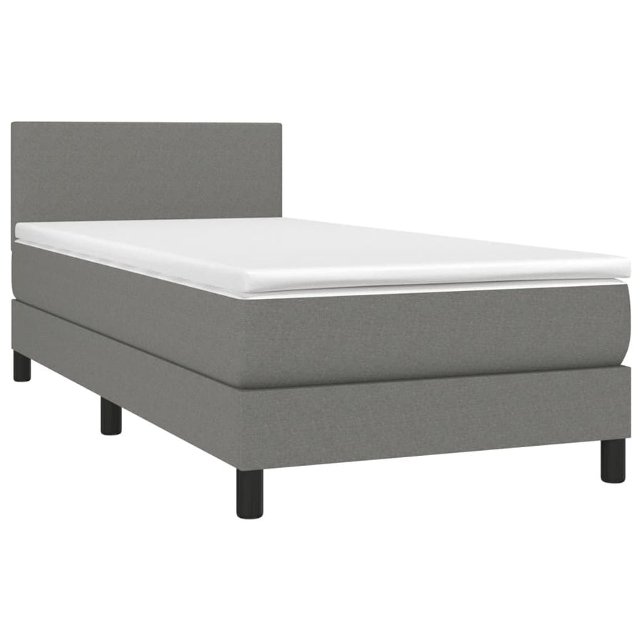Boxspring Met Matras En Led Stof Donkergrijs 90 x 200 cm Effen ontwerp