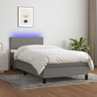 Boxspring Met Matras En Led Stof Donkergrijs 90 x 200 cm Effen ontwerp