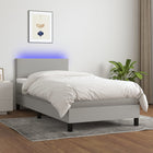 Boxspring Met Matras En Led Stof Lichtgrijs 100 x 200 cm Effen ontwerp