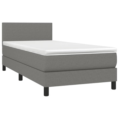 Boxspring Met Matras En Led Stof Donkergrijs 100 x 200 cm Effen ontwerp