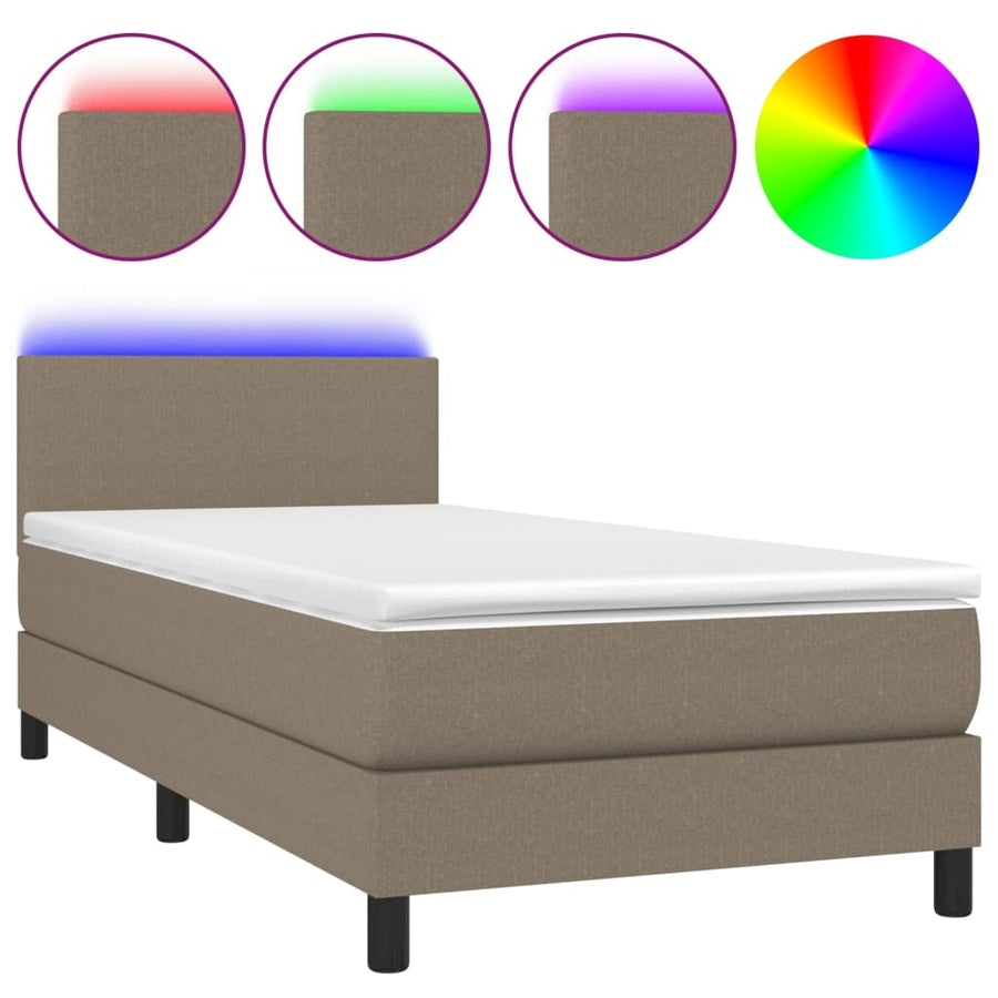 Boxspring met matras en LED stof taupe 100x200 cm 100 x 200 cm Taupe