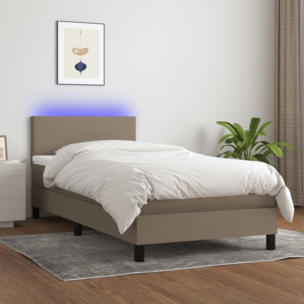 Boxspring met matras en LED stof taupe 100x200 cm 100 x 200 cm Taupe