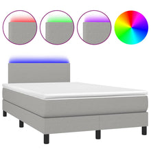 Boxspring Met Matras En Led Stof Lichtgrijs 120 x 200 cm Effen ontwerp