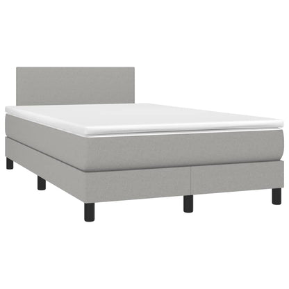 Boxspring Met Matras En Led Stof Lichtgrijs 120 x 200 cm Effen ontwerp