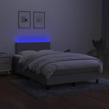Boxspring Met Matras En Led Stof Lichtgrijs 120 x 200 cm Effen ontwerp