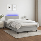 Boxspring Met Matras En Led Stof Lichtgrijs 120 x 200 cm Effen ontwerp