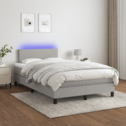 Boxspring 120x200 cm lichtgrijs met matras en LED