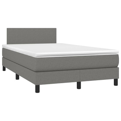 Boxspring Met Matras En Led Stof Donkergrijs 120 x 200 cm Effen ontwerp