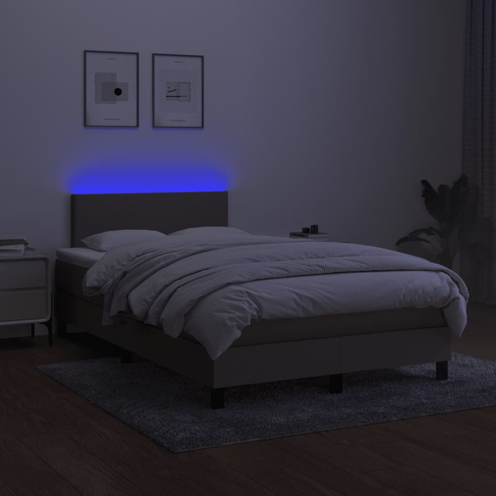 Boxspring met matras en LED stof taupe 120x200 cm 120 x 200 cm Effen ontwerp