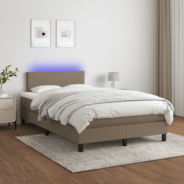 Boxspring met matras en LED stof taupe 120x200 cm 120 x 200 cm Effen ontwerp