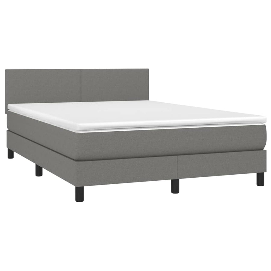 Boxspring Met Matras En Led Stof Donkergrijs 140 x 190 cm Effen ontwerp