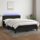 Boxspring Met Matras En Led Stof Zwart 140 x 190 cm Effen ontwerp