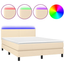 Boxspring met matras en LED stof crèmekleurig 140x190 cm 140 x 190 cm Crème