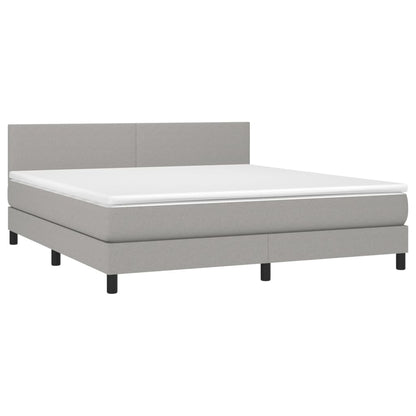 Boxspring Met Matras En Led Stof Lichtgrijs 160 x 200 cm Effen ontwerp
