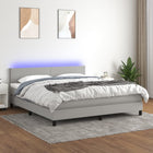 Boxspring Met Matras En Led Stof Lichtgrijs 160 x 200 cm Effen ontwerp