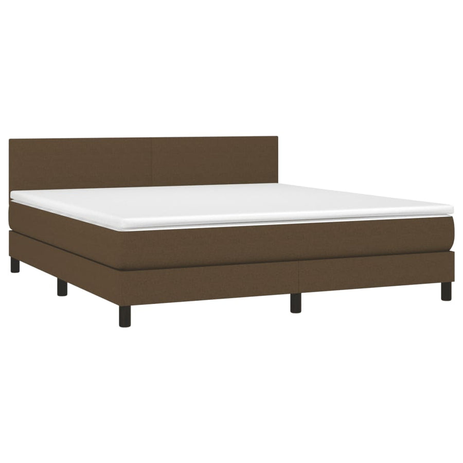 Boxspring Met Matras En Led Stof Donkerbruin 160 x 200 cm Effen ontwerp