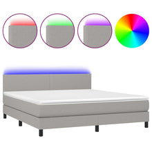 Boxspring Met Matras En Led Stof Lichtgrijs 180 x 200 cm Effen ontwerp