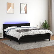 Boxspring met matras 180x200 cm zwart LED