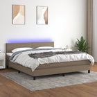 Boxspring met matras en LED stof taupe 180x200 cm 180 x 200 cm Taupe