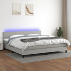 Boxspring Met Matras En Led Stof Lichtgrijs 200 x 200 cm Effen ontwerp