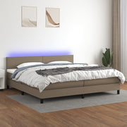 Boxspring 200x200 cm taupe met matras en LED