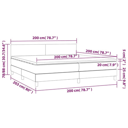 Boxspring met matras en LED stof crèmekleurig 200x200 cm 200 x 200 cm Effen ontwerp