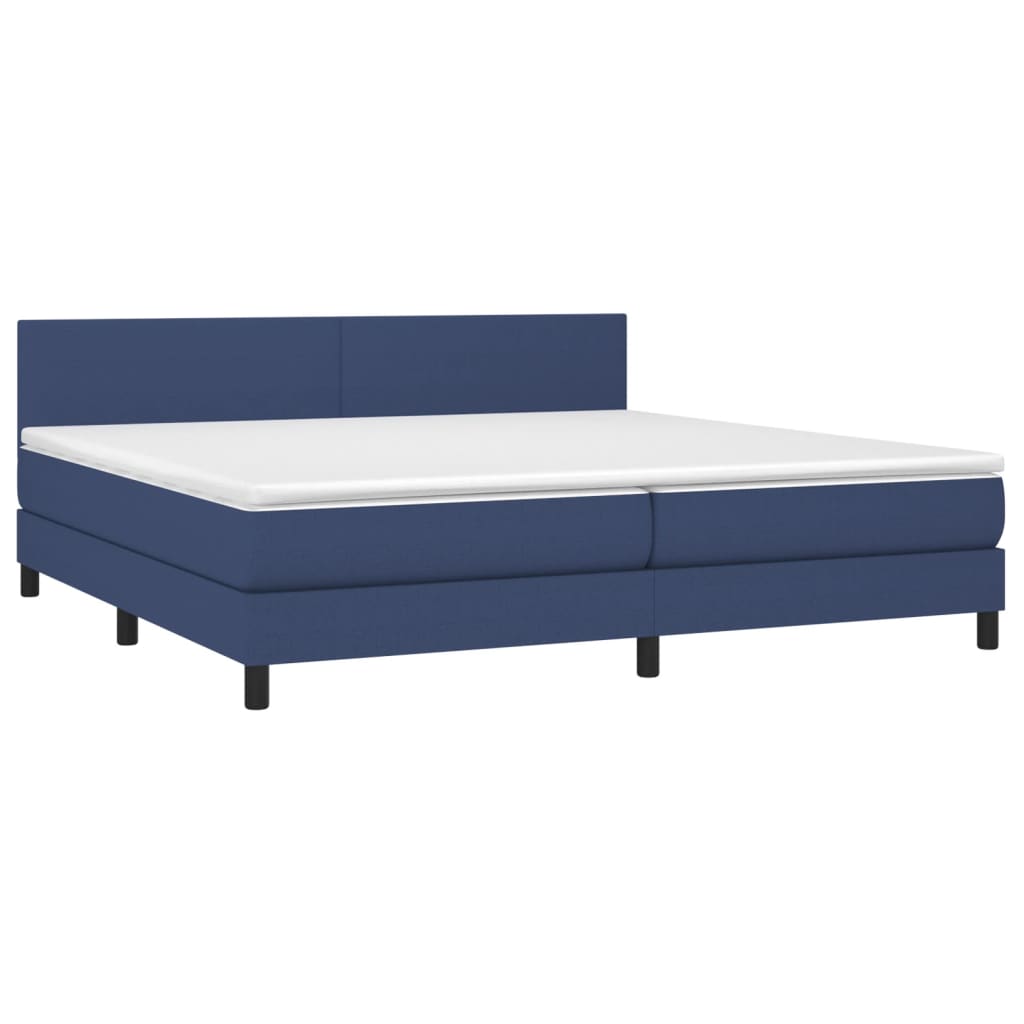 Boxspring Met Matras En Led Stof Blauw 200 x 200 cm Effen ontwerp