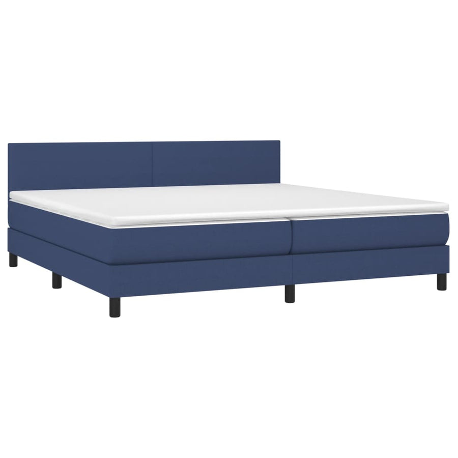 Boxspring Met Matras En Led Stof Blauw 200 x 200 cm Effen ontwerp