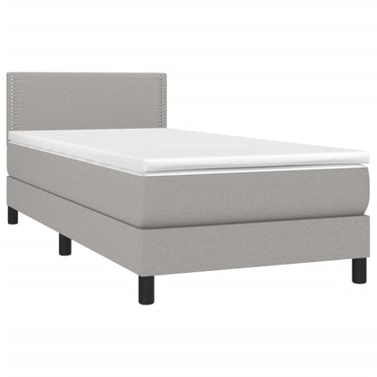 Boxspring Met Matras En Led Stof Lichtgrijs 80 x 200 cm Effen met spijkers