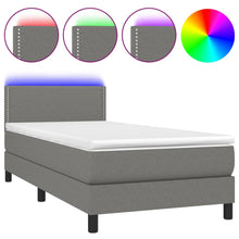 Boxspring Met Matras En Led Stof Donkergrijs 80 x 200 cm Effen met spijkers