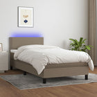 Boxspring Met Matras En Led Stof Taupe 80 x 200 cm Effen met spijkers