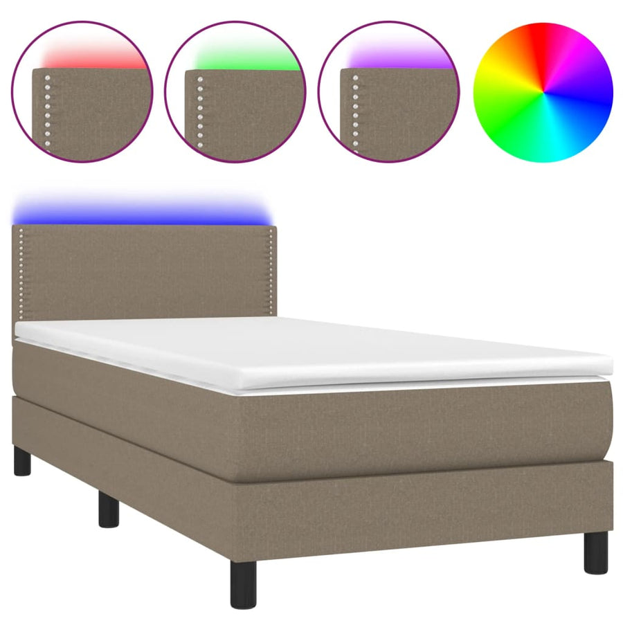 Boxspring met matras en LED stof taupe 90x190 cm 90 x 190 cm Taupe