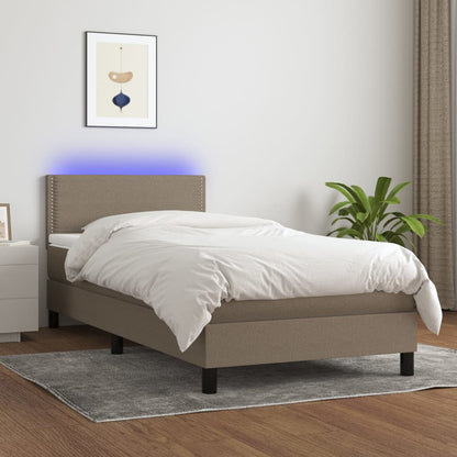 Boxspring met matras en LED stof taupe 80x200 cm 90 x 200 cm Taupe