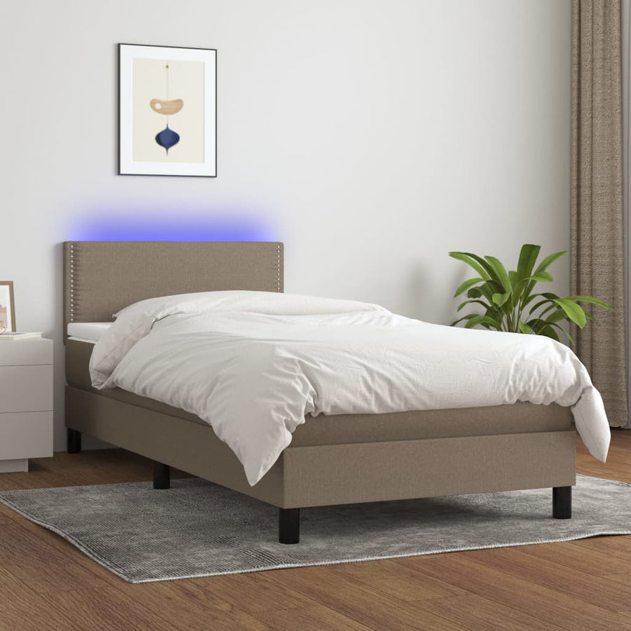 Boxspring met matras en LED stof taupe 80x200 cm 90 x 200 cm Taupe