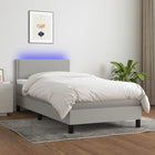 Boxspring Met Matras En Led Stof Lichtgrijs 100 x 200 cm Effen met spijkers