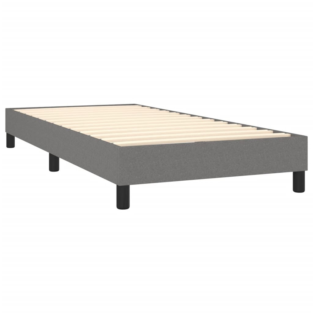 Boxspring Met Matras En Led Stof Donkergrijs 100 x 200 cm Effen met spijkers