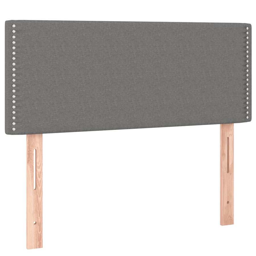 Boxspring Met Matras En Led Stof Donkergrijs 100 x 200 cm Effen met spijkers