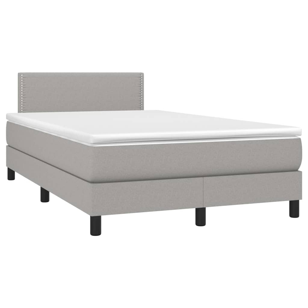 Boxspring Met Matras En Led Stof Lichtgrijs 120 x 200 cm Effen met spijkers