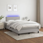 Boxspring Met Matras En Led Stof Lichtgrijs 120 x 200 cm Effen met spijkers