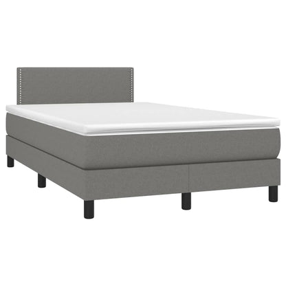 Boxspring Met Matras En Led Stof Donkergrijs 120 x 200 cm Effen met spijkers
