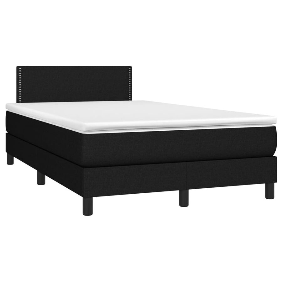 Boxspring Met Matras En Led Stof Zwart 120 x 200 cm Effen met spijkers