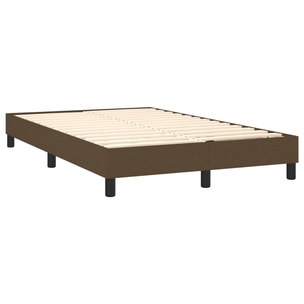 Boxspring Met Matras En Led Stof Donkerbruin 120 x 200 cm Effen met spijkers