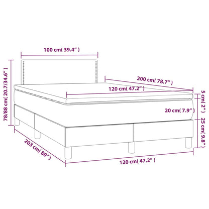 Boxspring Met Matras En Led Stof Donkerbruin 120 x 200 cm Effen met spijkers